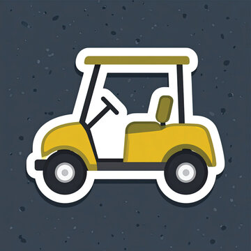 Yellow golf cart vehicle transportation.