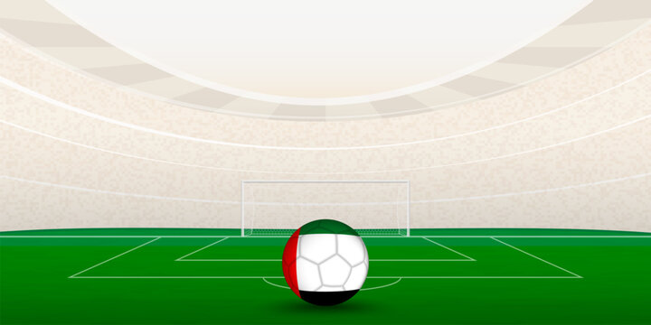 Emirati Football Stadium with National Flag Soccer Ball. 