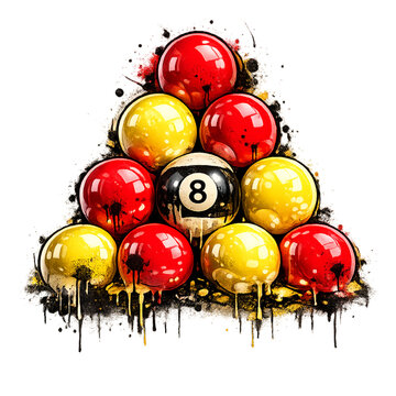 Pro Cup Pool Balls Racked 3D Graffiti Style