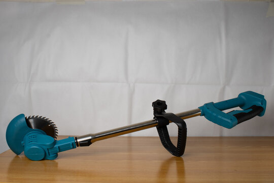 Green Lawn Mower Blade Close-Up, Garden Maintenance Equipment and Grass Cutting Technology