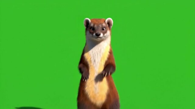 Malayan weasel performs a dance in computer graphics with vibrant fur rendering