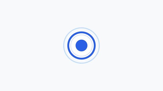 A blue circle is centered within two concentric circles on a white surface