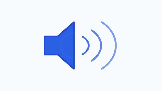A blue speaker icon emits sound waves in a digital environment.
