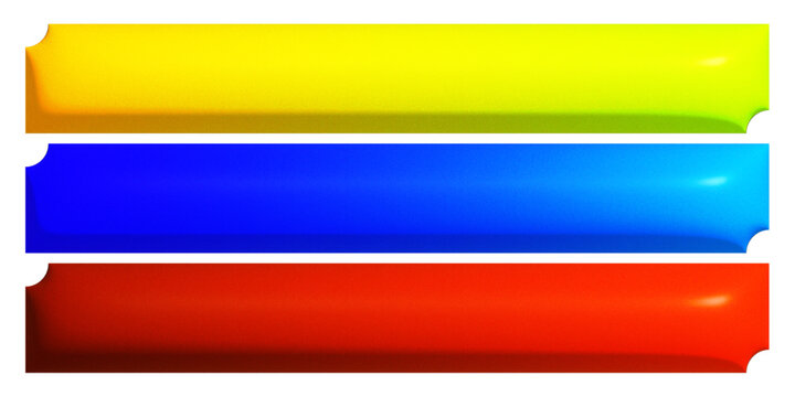 Empty blank shiny metallic bar graphics with diagonal opposite corner cutouts for software application title text holders or menu labels
