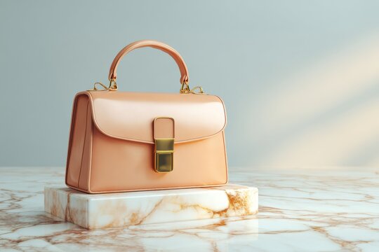 Luxury Handbag Displayed on Marble Surface With Soft Light for a Premium Look and Feel in High Resolution