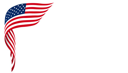 Fototapeta premium American Flag Left Corner Drape with Copy Space on White Background – USA Patriotic Vector Illustration Perfect for Memorial Day, Independence Day, Fourth of July, Veterans Day