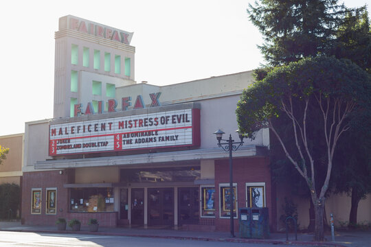 Fairfax Theatre, historic 1950 cinema built by the Blumenfeld chain in Fairfax, California, October 2019