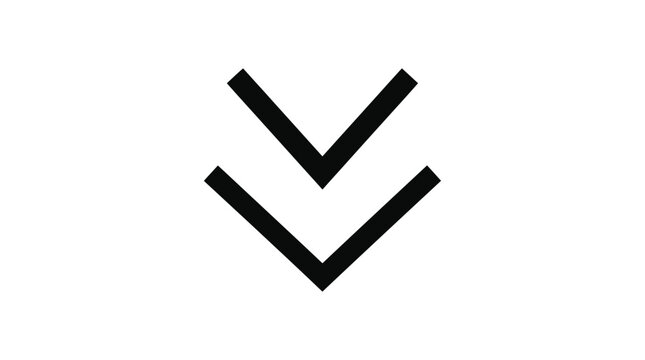 Downward pointing Chevron Silhouette On White Background
