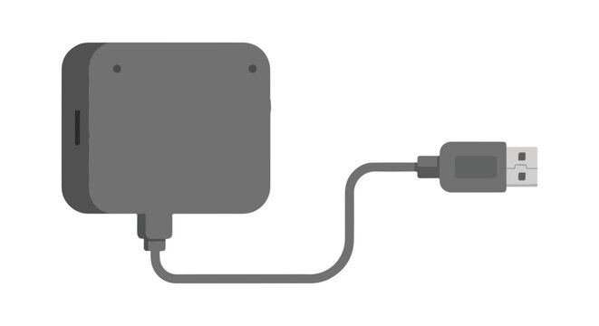 Modern USB Hub Device Connected to Computer Port for Data Transfer and Charging