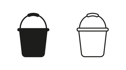 Bucket Silhouette Icons On White Background Two Variations Shown © sahidabegum