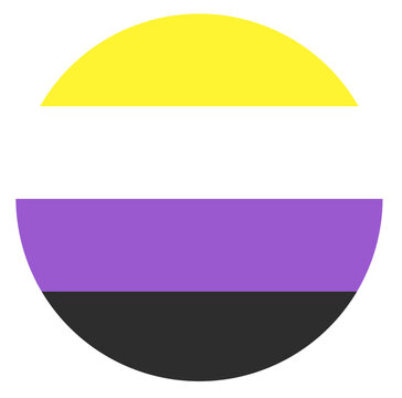 Round flag of Non-Binary pride community isolated in circle shape.
