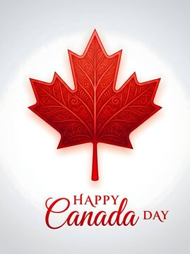 Canada day celebration vibrant maple leaf design with festive greeting