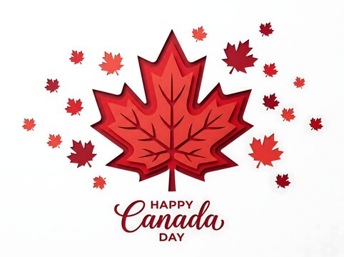 Happy canada day celebration with maple leaf design