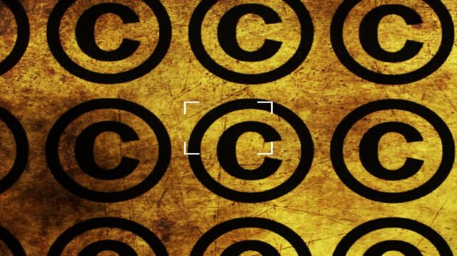 Copyright Symbol Pattern on Grunge Gold Background
