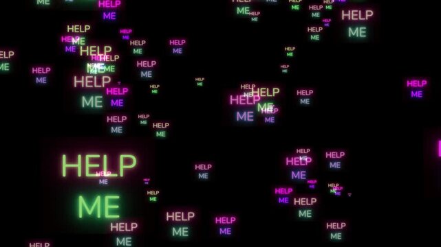 Help me neon text floaiting on black background