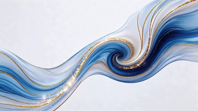 Abstract blue and gold flowing design