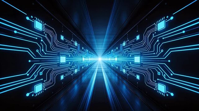 Futuristic circuit board tunnel