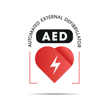 AED Automatic External Defibrillator Sign, Heart Emergency Safety Icon Vector.