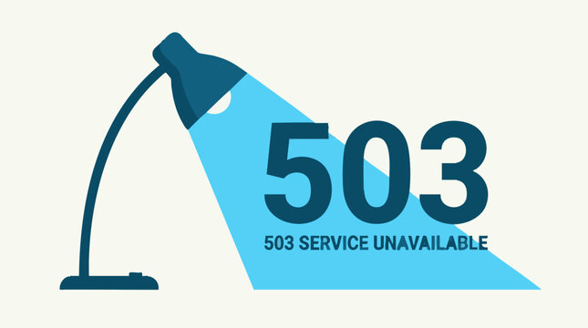 Illustration of 503 Service Unavailable error with glowing desk lamp
