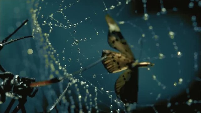 Hunting view golden orb web spider