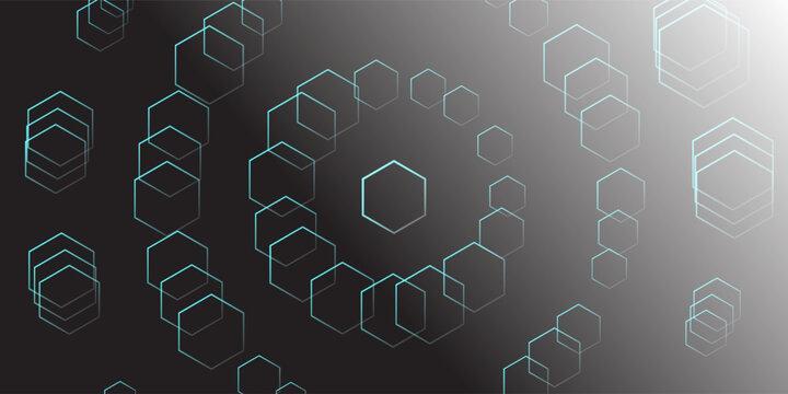 Black background with blue neon hexagon grid. Glowing hex background.