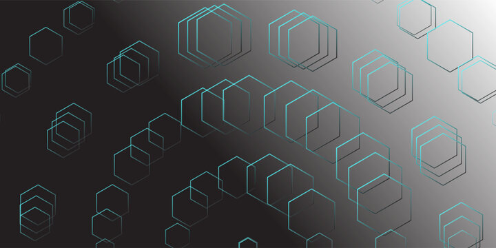 Black background with blue neon hexagon grid. Glowing hex background.