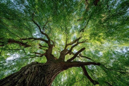 Upward Perspective: Elm Tree Canopy Reaching for the Sun
