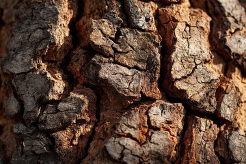 Fototapeta premium Natural cork bark close-up showing detailed grain and contrast with empty area for typography