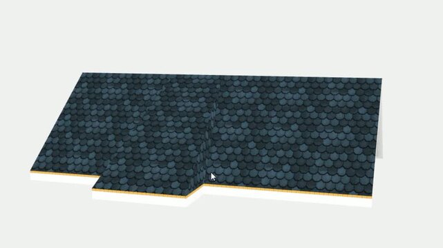 Video animation of engineering computer 3d modeling with rotation of roof of multistory suburban cottage. Architectural construction of rafter farm of
private residential building. Industrial design.