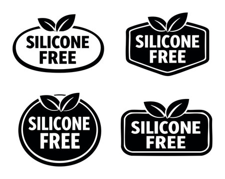 Silicone free concept label. Vector icon set representing natural ingredients and chemical free products for health and wellness