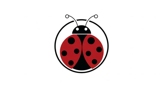 Cute Ladybug Insect Illustration Inside Circle.