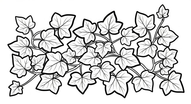 Decorative ivy vine illustration with detailed leaves and stems.