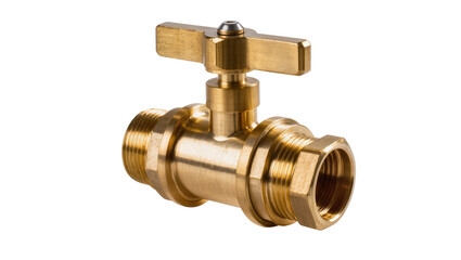 Isolated industrial brass shut-off valve with a flat lever handle for pipe connection