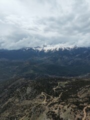 Obraz premium Mountainous winding road. rocky mountains. High quality 4k footage