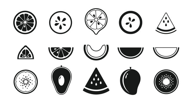 Assortment of Black and White Fruit Slices and Whole Fruits food healthy