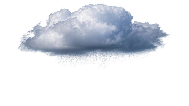Isolated dark cumulus cloud with heavy rain falling, a sign of impending thunderstorm.