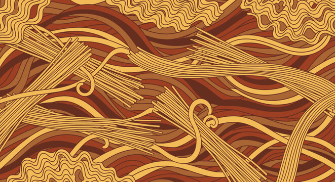 Abstract Noodles Pattern - Textured Food Background