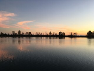Fototapeta premium sunset over the river