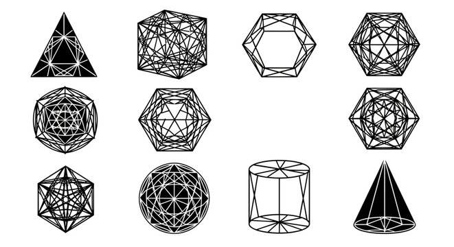 Geometric Shapes Wireframe Abstract Design