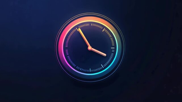 Animated modern clock with colorful neon lights