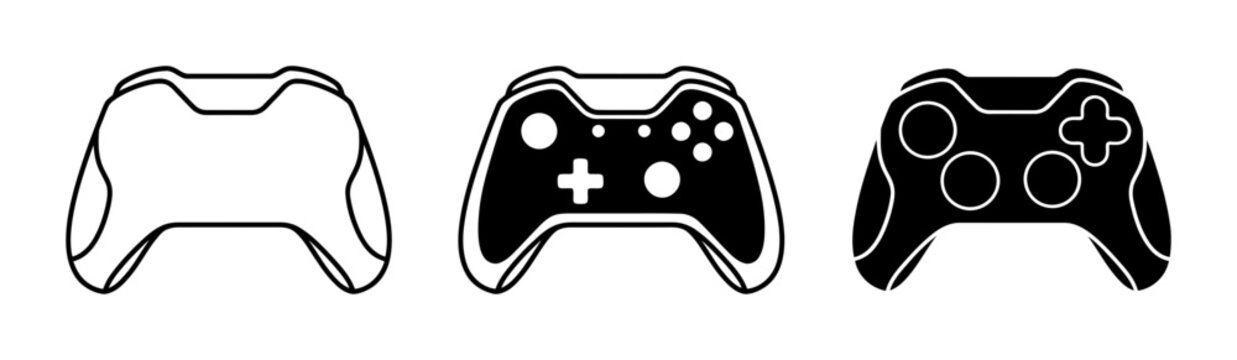 Video Game Controller Icons, Gaming Joysticks, Digital Entertainment Vector Set