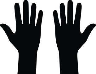 Obraz premium Two black silhouette hands with palms facing forward isolated on white