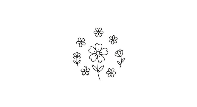 Black and white flower line art.