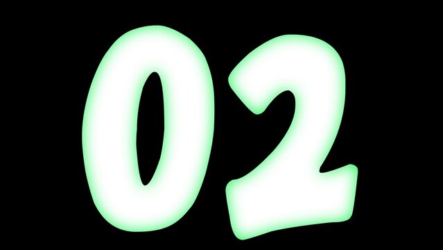 Luminous green number '02' emanating a vibrant glow against a deep black void, symbolizing a precise numerical sequence, a stage of development, or a distinct point in a modern abstract design