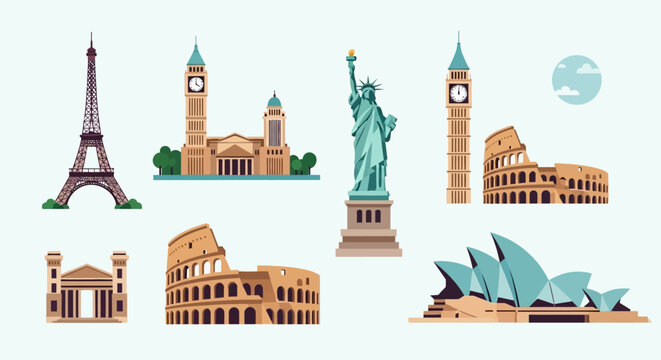 Famous Landmarks Collection Vector Art - Travel Icons