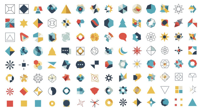 Geometric Icon Set - Abstract Shapes, Symbols, and Designs