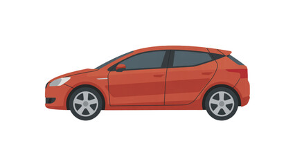 Obraz premium Red modern sedan car side view illustration Vector