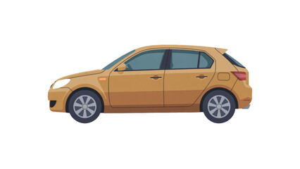 Obraz premium Modern orange hatchback car driving on road Vector
