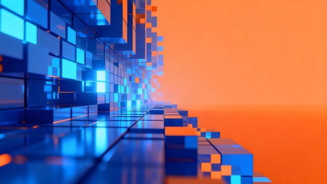 Abstract glowing cube structure