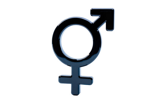Isolated glossy black combined gender symbol representing identity, diversity, and inclusion.